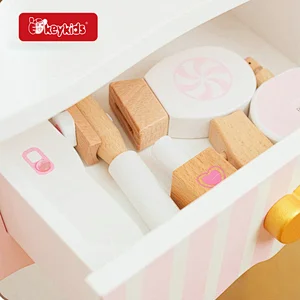 Kids Pretend Makeup Play Set Simulation Wooden Dressing Table With Chair W08H201