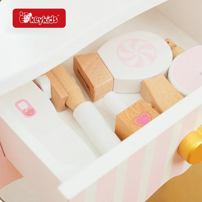 Kids Pretend Makeup Play Set Simulation Wooden Dressing Table With Chair W08H201