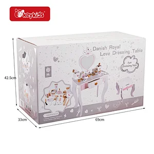 Kids Pretend Makeup Play Set Simulation Wooden Dressing Table With Chair W08H201